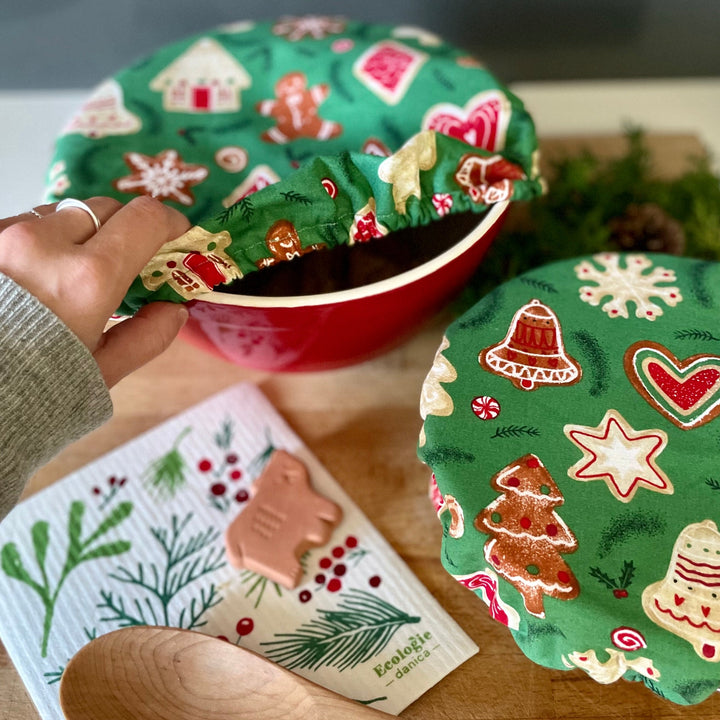 Couvre-bols réutilisables (ensemble de 2) - Biscuits de Noël
