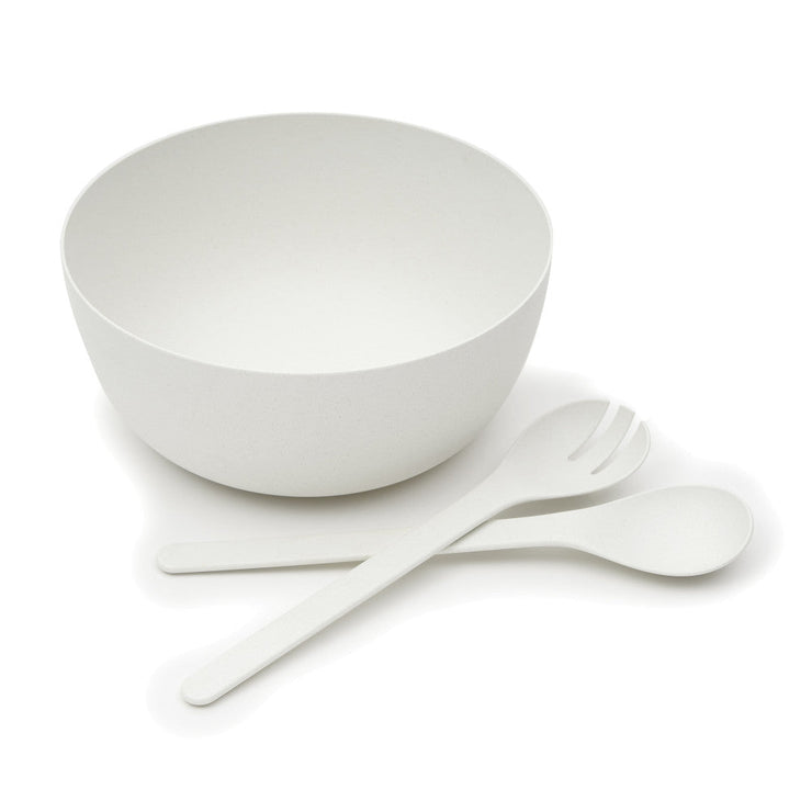 Salad bowl with utensils - White