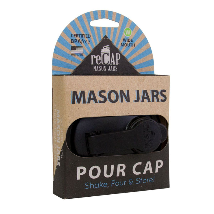 Wide Mouth Pouring Lid for Mason Jar - Black