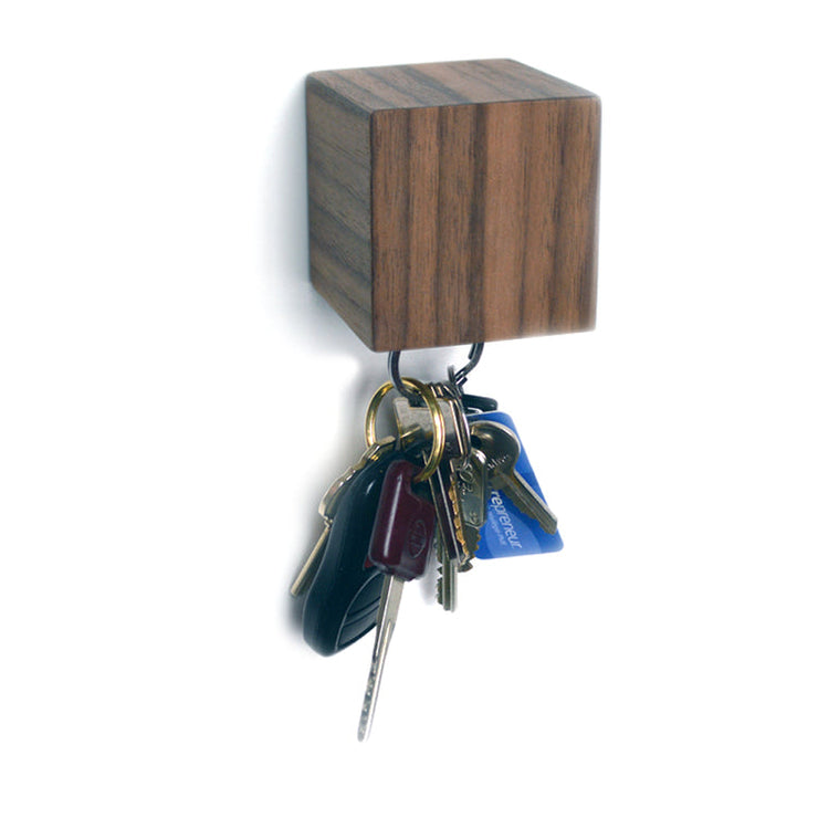 Support à clés en bois aimanté - Carré - KUBE - Noyer