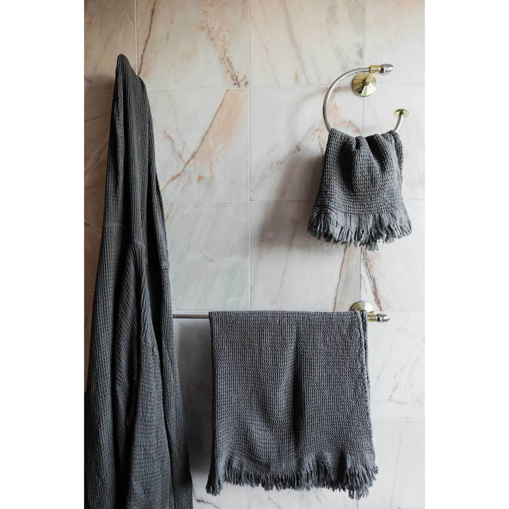 Peignoir en coton gaufré - Gris